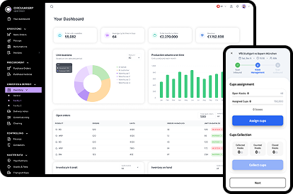 Circular ERP dashboard showing system analytics